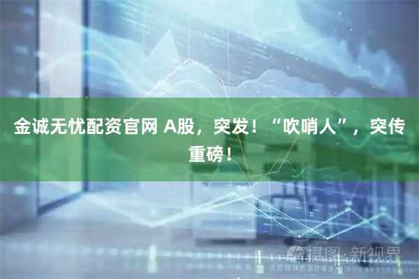 金诚无忧配资官网 A股，突发！“吹哨人”，突传重磅！