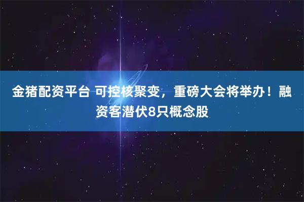 金猪配资平台 可控核聚变，重磅大会将举办！融资客潜伏8只概念股